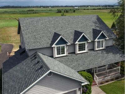 Ann Arbor MI 39 Aerial view of a home with a new asphalt shingle roof installed by a roofing contractor near Ann Arbor, Michigan
