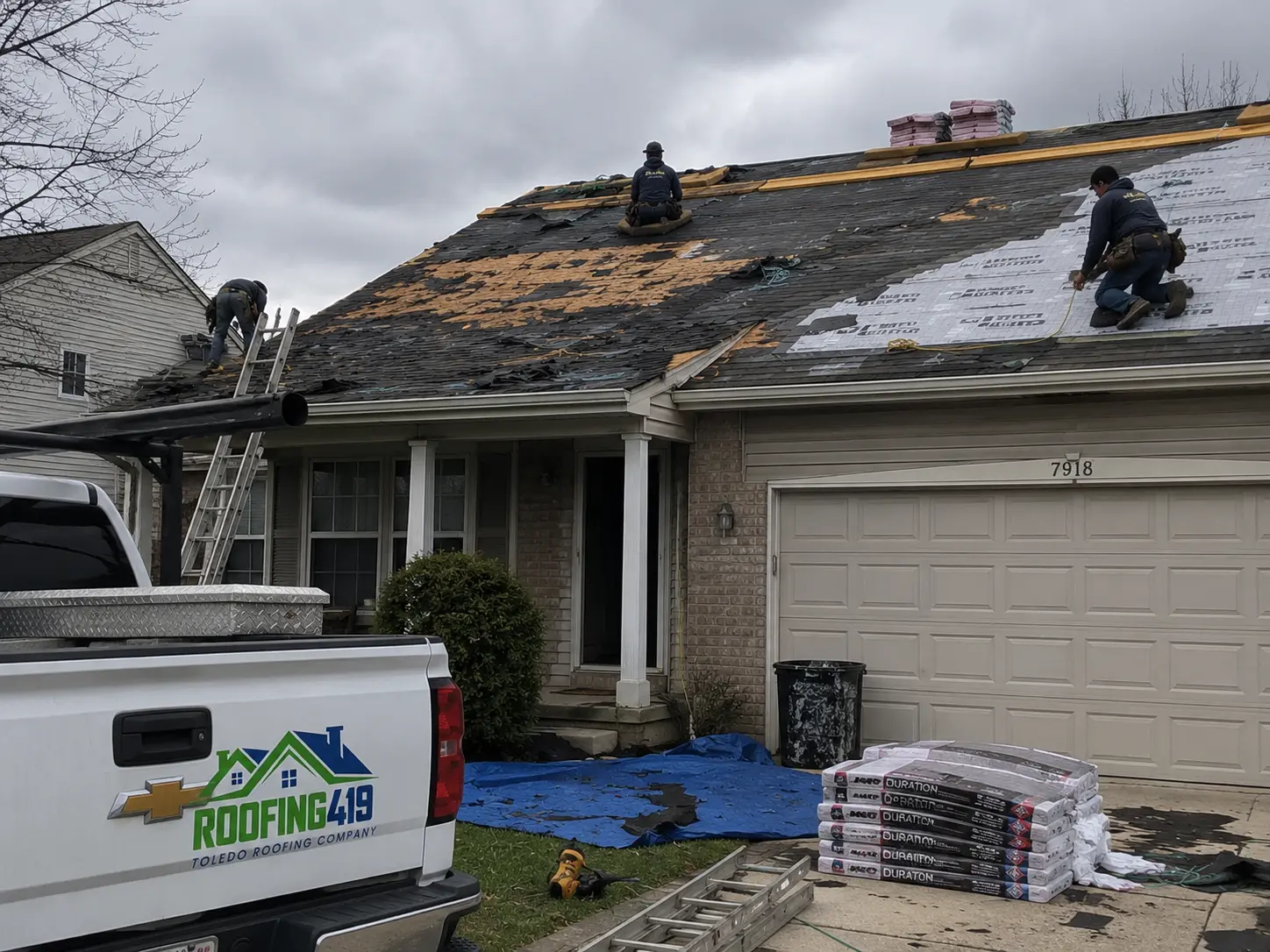 Storm Damage Roof Repair Service – Roofing419 Roofing419 team providing storm damage roof repair service in Toledo Ohio